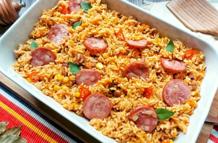 Arroz com calabresa na pressão fácil